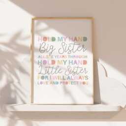 Set Of 3 Sister Bedroom Prints, Wall Art, Girls Decor, Rainbow Pastel Colours, Decor - thumbnail 2