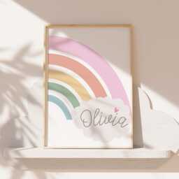 Set Of 3 Sister Bedroom Prints, Wall Art, Girls Decor, Rainbow Pastel Colours, Decor - thumbnail 3