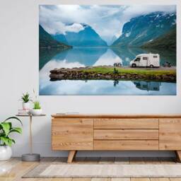 Nature Mountain Lake Trees Scenery 3D View Wall Sticker Poster Decal A940