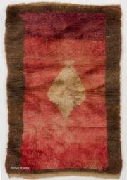 Handmade Wool Tulu Rug Brown & Red Bohemian Flokati Rug - thumbnail 1