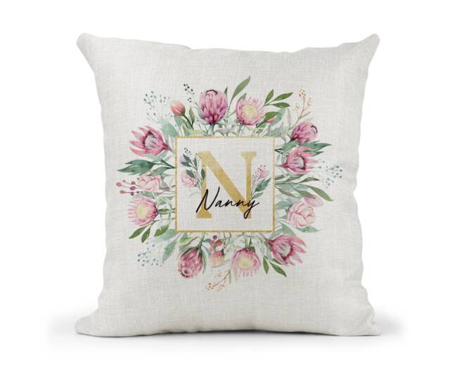 Personalised Cushion, Burgundy Pink Gold Floral Nan, Mum, Nanny, Granny, Grandma, Gran Etc... Mother's Day Gift - image 1