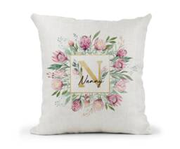 Personalised Cushion, Burgundy Pink Gold Floral Nan, Mum, Nanny, Granny, Grandma, Gran Etc... Mother's Day Gift