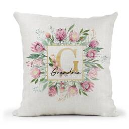Personalised Cushion, Burgundy Pink Gold Floral Nan, Mum, Nanny, Granny, Grandma, Gran Etc... Mother's Day Gift - thumbnail 2
