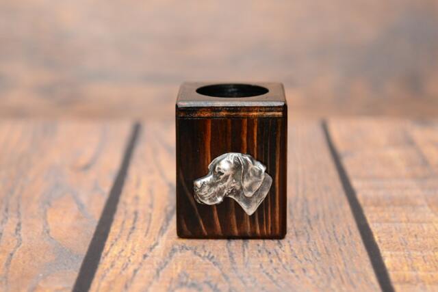 English Pointer - Wooden Candlestick With Dog, Souvenir, Decoration, Limited Edition, Collection - image 1