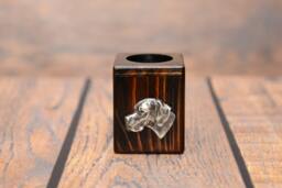 English Pointer - Wooden Candlestick With Dog, Souvenir, Decoration, Limited Edition, Collection - thumbnail 1