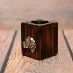 English Pointer - Wooden Candlestick With Dog, Souvenir, Decoration, Limited Edition, Collection - thumbnail 2