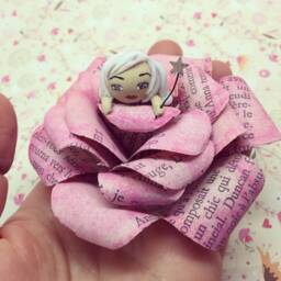 Pink Paper Flower & His Miniature Nymph Fairy - thumbnail 1
