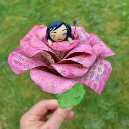Pink Paper Flower & His Miniature Nymph Fairy - thumbnail 4