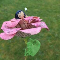 Pink Paper Flower & His Miniature Nymph Fairy - thumbnail 2