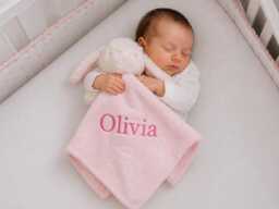 Personalised Baby Comfort Blanket New Gift Embroidered Newborn Bunny Rabbit - thumbnail 1
