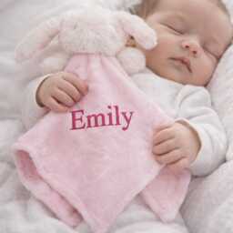 Personalised Baby Comfort Blanket New Gift Embroidered Newborn Bunny Rabbit - thumbnail 2