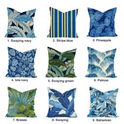 One High Quality Tommy Bahama Pillow Cover, Tan Pillow, Decorative Throw Pillow, Blue Outdoor Tropical Throw Pillow - thumbnail 1