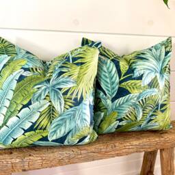 One High Quality Tommy Bahama Pillow Cover, Tan Pillow, Decorative Throw Pillow, Blue Outdoor Tropical Throw Pillow - thumbnail 2