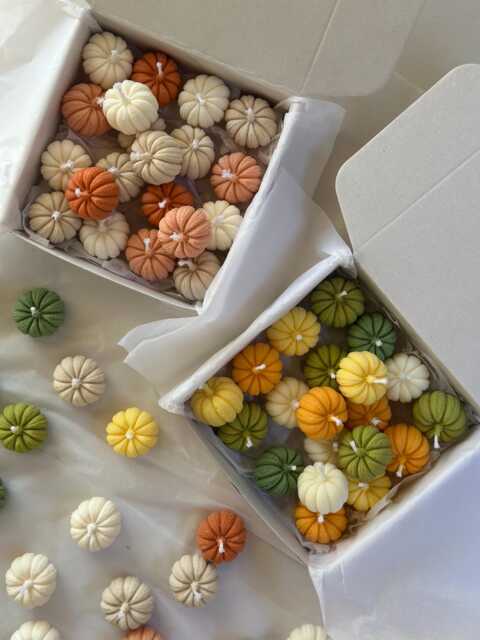 Pumpkin Mini Candles Set Of 16 - Natural Soy Wax Fall Decor/Thanksgiving Favors Halloween Table Decorations - image 1