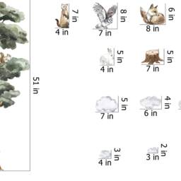 Watercolor Forest Wall Decals Woodland Animals Nursery Decor - thumbnail 3