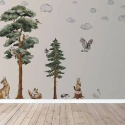 Watercolor Forest Wall Decals Woodland Animals Nursery Decor - thumbnail 2