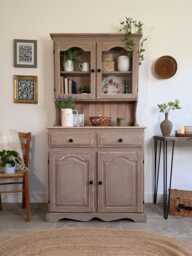 Cottage Farmhouse Style Welsh Dresser Painted in Rustic Neutral Taupe