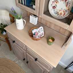 Cottage Farmhouse Style Welsh Dresser Painted in Rustic Neutral Taupe - thumbnail 3