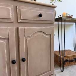 Cottage Farmhouse Style Welsh Dresser Painted in Rustic Neutral Taupe - thumbnail 4