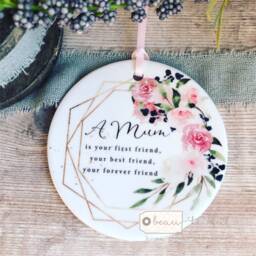 Personalised A Mum Is Your First Friend Mom Mam Gift Quote Pink Burgundy Floral Design Home Linen Style Cushion Cover - thumbnail 2