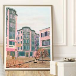 North Square - End, Boston Travel Print Print, Poster, Illustrationposter, Illustration - thumbnail 2