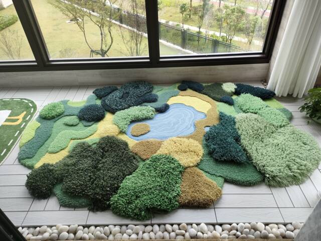 Custom 3D Tufted Area Rugs , Handmade Wool Rug, Forest Grass Turfted Art Rugs, Moss Rug, Kid's Play Carpet, Lingving Room Nursery Rugs - image 1