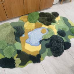Custom 3D Tufted Area Rugs , Handmade Wool Rug, Forest Grass Turfted Art Rugs, Moss Rug, Kid's Play Carpet, Lingving Room Nursery Rugs - thumbnail 3