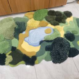 Custom 3D Tufted Area Rugs , Handmade Wool Rug, Forest Grass Turfted Art Rugs, Moss Rug, Kid's Play Carpet, Lingving Room Nursery Rugs - thumbnail 2