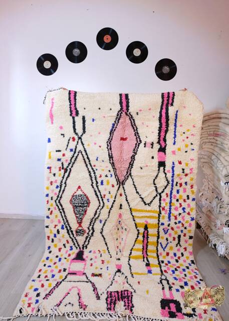 Handmade Beni Ourain Rug Shaggy Organic Wool Berber Carpet - image 1