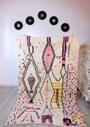 Handmade Beni Ourain Rug Shaggy Organic Wool Berber Carpet - thumbnail 1