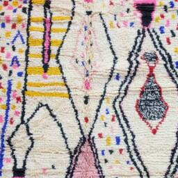 Handmade Beni Ourain Rug Shaggy Organic Wool Berber Carpet - thumbnail 2
