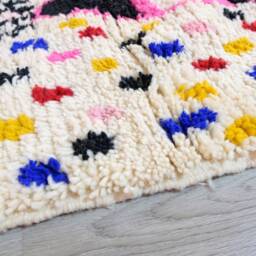 Handmade Beni Ourain Rug Shaggy Organic Wool Berber Carpet - thumbnail 3