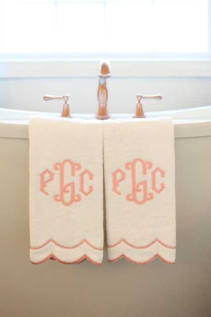 Custom Pink Appliqu?? Scalloped Hand Towel - Towels Gifts For Home - image 1