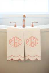 Custom Pink Appliqu?? Scalloped Hand Towel - Towels Gifts For Home
