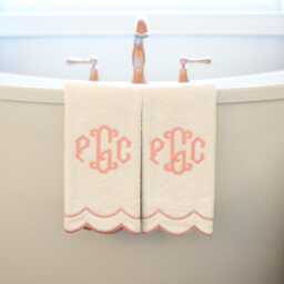 Custom Pink Appliqu?? Scalloped Hand Towel - Towels Gifts For Home - thumbnail 3