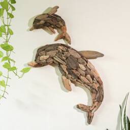 Handmade Driftwood Wall Art, Dolphin Driftwood, Animal, Room Decor, Decoration, New Home Housewarming, Gift Idea - thumbnail 3