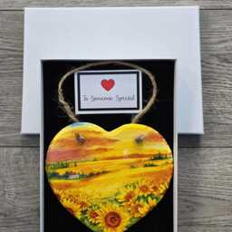 Sunflower Field Slate Heart Plaque Handmade Wall Decor - 15cm - thumbnail 2