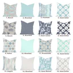 One High Quality Nautical Home Decor Cover, Tan Pillow, Decorative Throw Pillow, Navy Seafoam Blue Accent Throw Pillow - thumbnail 1
