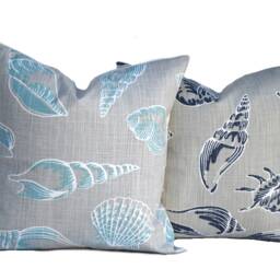 One High Quality Nautical Home Decor Cover, Tan Pillow, Decorative Throw Pillow, Navy Seafoam Blue Accent Throw Pillow - thumbnail 3