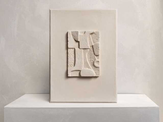 Geometric Papier-M??ch?? Sculpture - Beige Wall Decor Mid-Century Modern Art Kks 032 - image 1