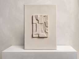 Geometric Papier-M??ch?? Sculpture - Beige Wall Decor Mid-Century Modern Art Kks 032 - thumbnail 1