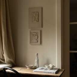 Geometric Papier-M??ch?? Sculpture - Beige Wall Decor Mid-Century Modern Art Kks 032 - thumbnail 3