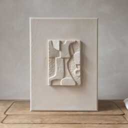 Geometric Papier-M??ch?? Sculpture - Beige Wall Decor Mid-Century Modern Art Kks 032 - thumbnail 2