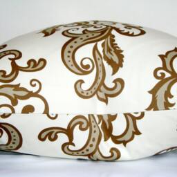 Damask Throw Pillow Cover, Cream & Brown Swirls, 19 - thumbnail 4