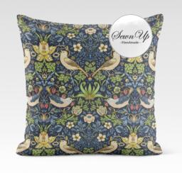 Outdoor Cushion Cover 28 Sizes William Morris Strawberry Thief Navy Handmade Nature Leaf Gift Waterproof Conservatory Birds - thumbnail 1