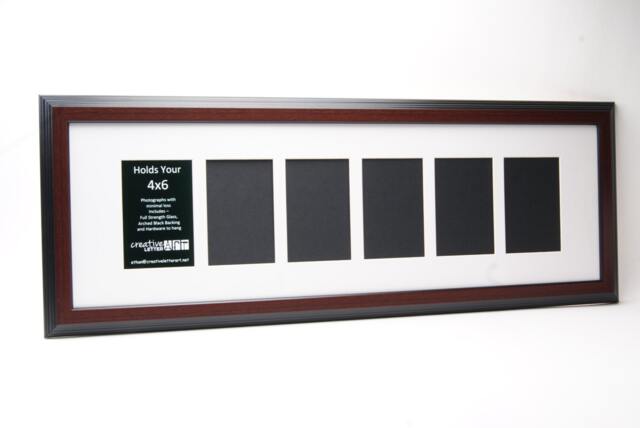 4x6 Multiple 2 3 4 5 6 7 8 9 10 Opening Mahogany Picture Frame With Mat, Multi Photo Collage - image 1