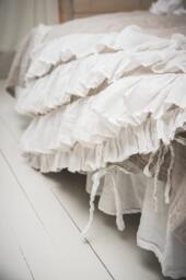 Luxury Natural Linen Duvet Cover Shabby Chic Ruffled Bedding - thumbnail 3