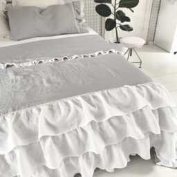 Luxury Natural Linen Duvet Cover Shabby Chic Ruffled Bedding - thumbnail 4