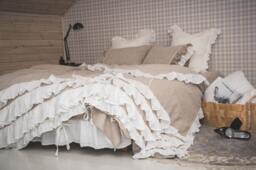 Luxury Natural Linen Duvet Cover Shabby Chic Ruffled Bedding