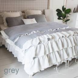 Luxury Natural Linen Duvet Cover Shabby Chic Ruffled Bedding - thumbnail 2